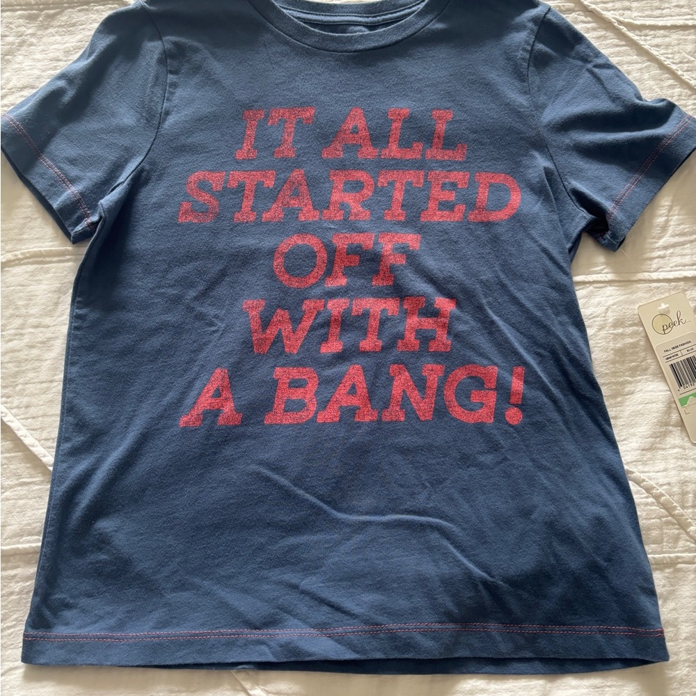 Peek Blue and Red Graphic Tee Size 8 NWT
